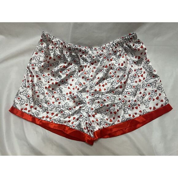 Womens 2x Holiday Heart Red Bird Love‎ Letters Valentine Pj Shorts - Picture 1 of 5